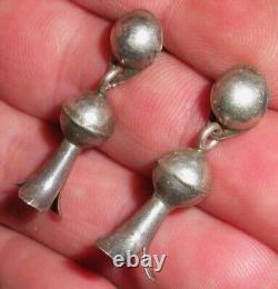 BOUCLES D'OREILLES EN ARGENT STERLING ANTIQUE NAVAJO SQUASH BLOSSOM PRÉCOCE