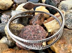 BRACELET EN ARGENT ENROULÉ MÉGA RARE AVEC YEUX TURQUOISES FAIT MAIN NAVAJO