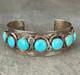 Bracelet Large En Argent Sterling Turquoise Zuni Effie Calavaza Vintage Ancien 80+g