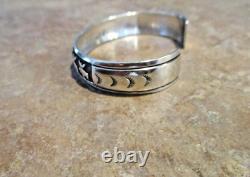 BRACELET NAVAJO EN ARGENT STERLING DESIGN NEUF BUFFLES PAR TOMMY SINGER (d.) SPÉCIAL TÔT