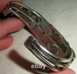 BRACELET VINTAGE EN ARGENT STERLING AVEC TURQUOISE DE QUALITÉ NAVAJO TORSADÉ