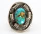 Bague Ancienne Navajo En Turquoise Et Argent Sterling Des Années 60, Taille 7