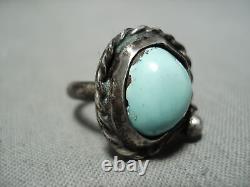 Bague ancienne en argent sterling turquoise Navajo de collection