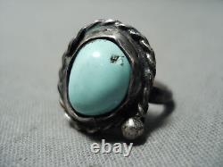 Bague ancienne en argent sterling turquoise Navajo de collection