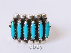 Bague en argent Sterling vintage Zuni avec turquoise Sleeping Beauty