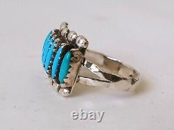 Bague en argent Sterling vintage Zuni avec turquoise Sleeping Beauty