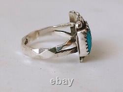 Bague en argent Sterling vintage Zuni avec turquoise Sleeping Beauty