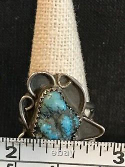 Bague en argent des années 1930 avec turquoise par Navajo Etsitty Tsosie 1880-1937 taille 6,75