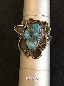 Bague en argent des années 1930 avec turquoise par Navajo Etsitty Tsosie 1880-1937 taille 6,75