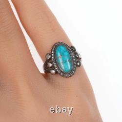 Bague en argent navajo ancien de taille Sz4.5 et turquoise de haute qualité