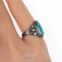 Bague en argent navajo ancien de taille Sz4.5 et turquoise de haute qualité