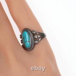 Bague en argent navajo ancien de taille Sz4.5 et turquoise de haute qualité