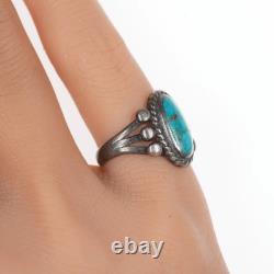 Bague en argent navajo ancienne de taille Sz4.5 et turquoise de haute qualité