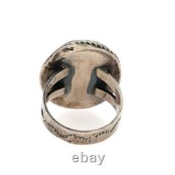 Bague en argent sterling 925 Navajo avec turquoise ancien, Fred Harvey, amérindienne, taille 6