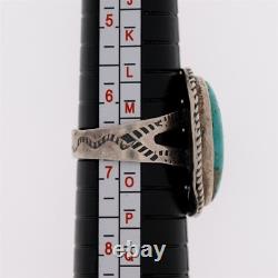 Bague en argent sterling 925 Navajo avec turquoise ancien, Fred Harvey, amérindienne, taille 6