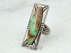 Bague en argent sterling 925 turquoise du poste de commerce Bell des premiers Amérindiens taille 5