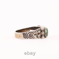 Bague en argent sterling Fred Harvey Early Green Turquoise Stamps Rain Drops 6.25