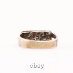 Bague en argent sterling Fred Harvey Early Green Turquoise Stamps Rain Drops 6.25