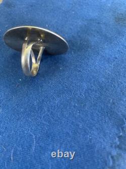 Bague en argent sterling Mid Century Moderniste Navajo de Henry Sam avec turquoise en toile d'araignée