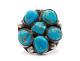 Bague En Argent Sterling De Grande Taille Avec Grappe De Turquoise Bleue Gem Des Années 60 De Style Navajo Vintage