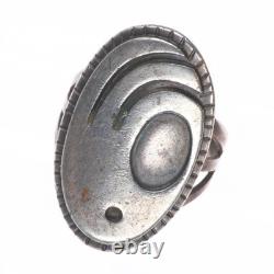 Bague en argent sterling en overlay Hopi de Victor Coochwytewa, taille 6.5, vers 1950