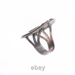 Bague en argent sterling en overlay Hopi de Victor Coochwytewa, taille 6.5, vers 1950