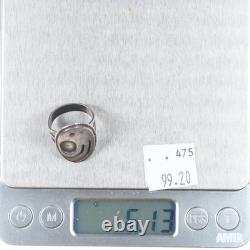 Bague en argent sterling en overlay Hopi de Victor Coochwytewa, taille 6.5, vers 1950