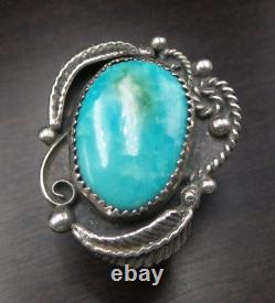 Bague en argent sterling et turquoise ANNA BEGAY Native American Navajo de collection précoce