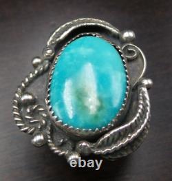 Bague en argent sterling et turquoise ANNA BEGAY Native American Navajo de collection précoce