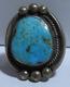 Bague En Argent Sterling Turquoise Ancienne Native American De Grande Taille 6,5