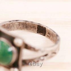 Bague en argent sterling vert turquoise Fred Harvey Early Arrow Stamps Taille 3.5