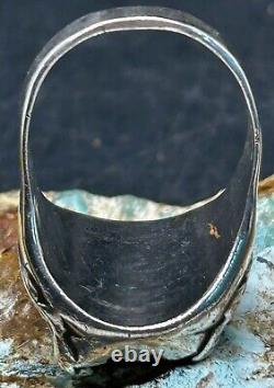 Bague serpent en argent sterling, turquoise et corail Zuni Dan Simplicio, grande taille rare 14+