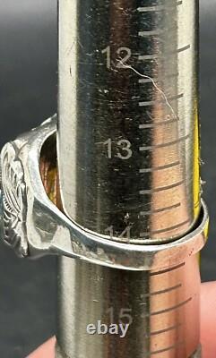 Bague serpent en argent sterling, turquoise et corail Zuni Dan Simplicio, grande taille rare 14+