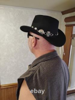 Bandeau de chapeau concho sud-ouest en argent sterling vintage et turquoise Sleeping Beauty