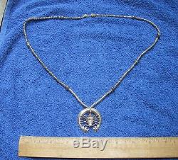 Beaux Early Navajo Argent-necklace Scorpion Naja Pendentif Main Perles Laminés
