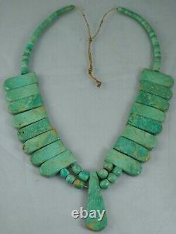 Big Early Santo Domingo Heishi Turquoise Native American Collier Pawn Vintage 3