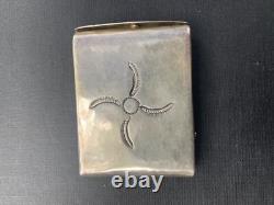 Boîte à allumettes en argent Hopi rare précoce, contenant un support pour les Amérindiens Navajo