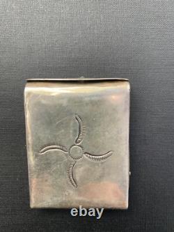 Boîte à allumettes en argent Hopi rare précoce, contenant un support pour les Amérindiens Navajo