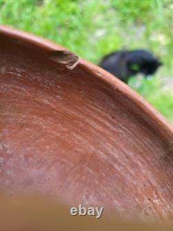 Bol Hopi Noir Sur Rouge Ancien Puebloan d'Arizona 8 X 3 1/2 Inclus Trouveur