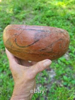 Bol Hopi Noir Sur Rouge Ancien Puebloan d'Arizona 8 X 3 1/2 Inclus Trouveur