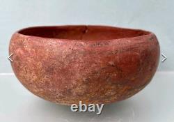 Bol Hopi Noir Sur Rouge Ancien Puebloan d'Arizona 8 X 3 1/2 Inclus Trouveur