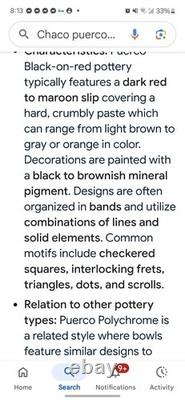 Bol Hopi Noir Sur Rouge Ancien Puebloan d'Arizona 8 X 3 1/2 Inclus Trouveur