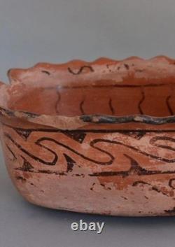 Bol Hopi Noir Sur Rouge Ancien Puebloan d'Arizona 8 X 3 1/2 Inclus Trouveur