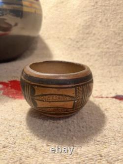 Bol en céramique polychrome Hopi Tewa Pueblo antique et lourd