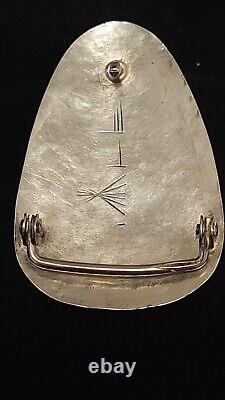 Boucle de ceinture en argent sterling Navajo Early Fidel Bahe avec incrustations en plusieurs pierres - 57 grammes