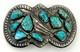 Boucle De Ceinture En Argent Sterling Navajo Vintage Précoce, Faite à La Main, Avec Turquoise En Sertissage.