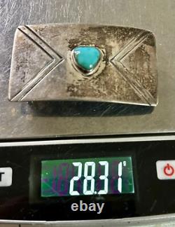 Boucle de ceinture en argent sterling et turquoise artisanale de Morris Robinson Hopi, début des années 1900