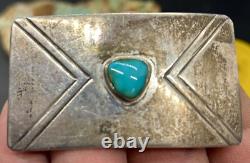 Boucle de ceinture en argent sterling et turquoise artisanale de Morris Robinson Hopi, début des années 1900