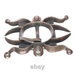 Boucle de ceinture en argent sterling tufa vintage Navajo lourde de style ancien