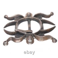Boucle de ceinture en argent sterling tufa vintage Navajo lourde, style ancien